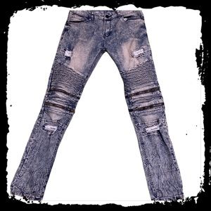 Rare Vintage Benjamin Franklin Acid Washed Moto Jeans